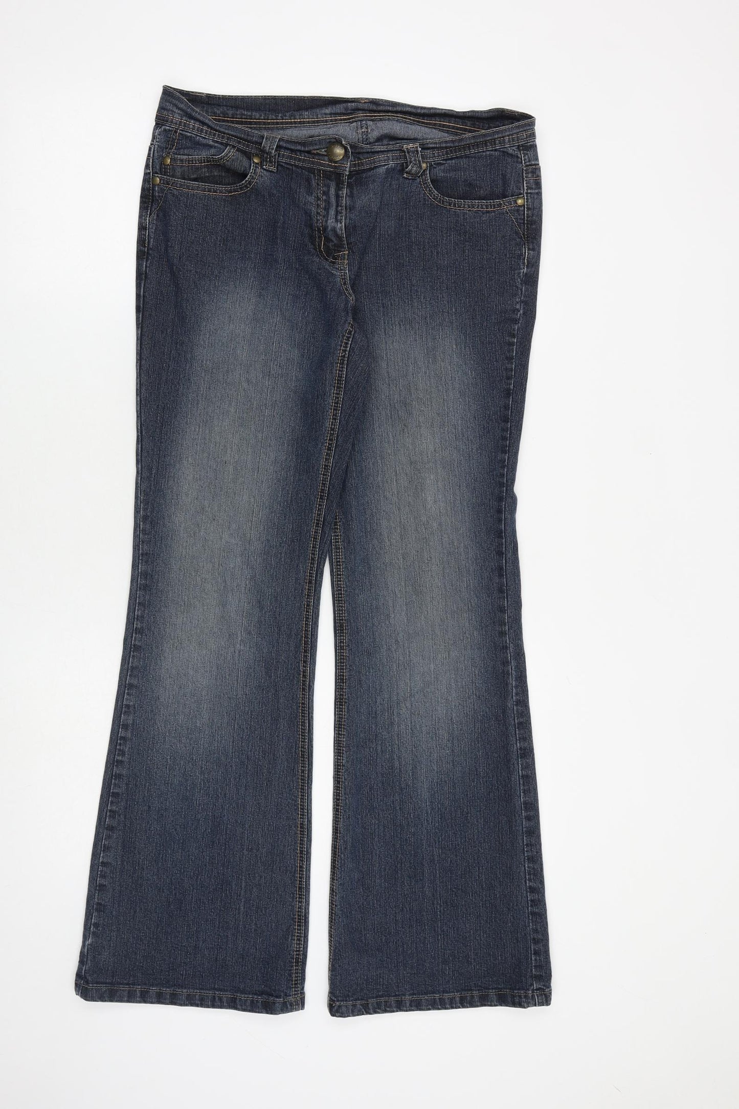 Dorothy Perkins Womens Blue Cotton Bootcut Jeans Size 12 L30 in Regular Zip