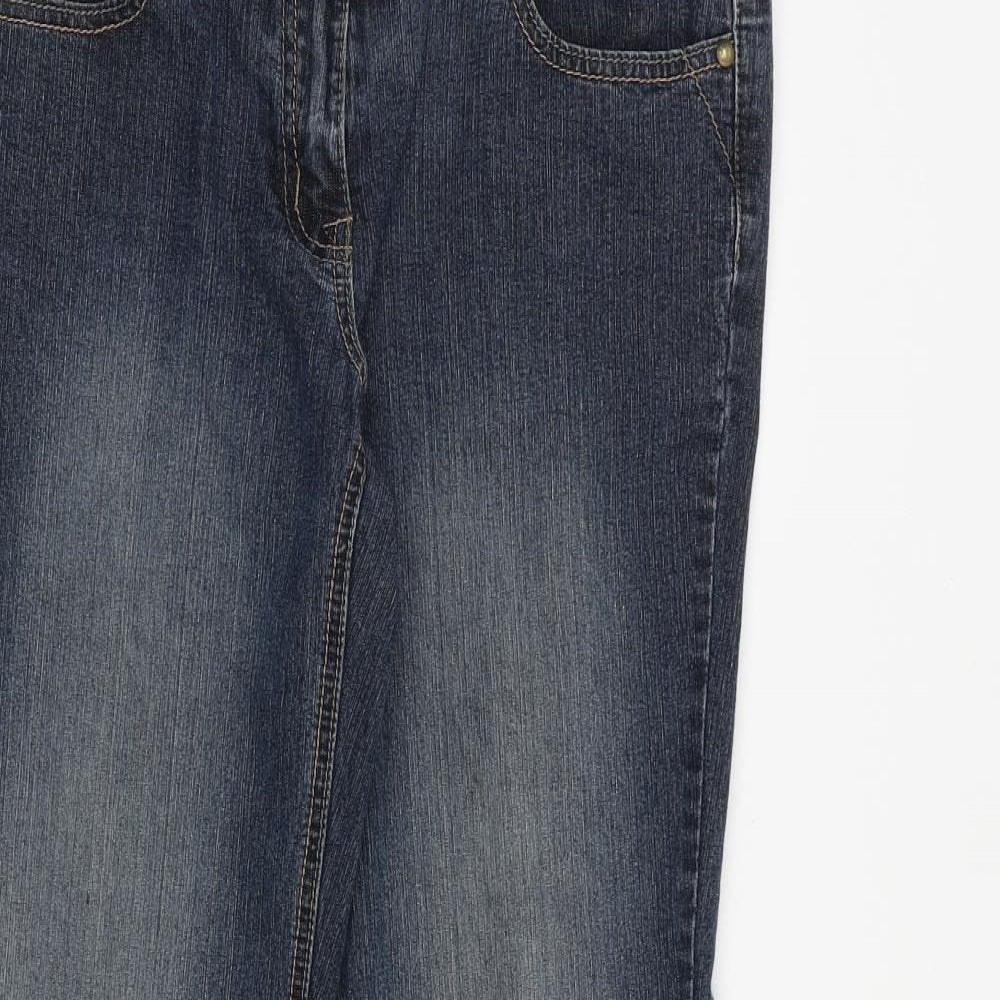 Dorothy Perkins Womens Blue Cotton Bootcut Jeans Size 12 L30 in Regular Zip
