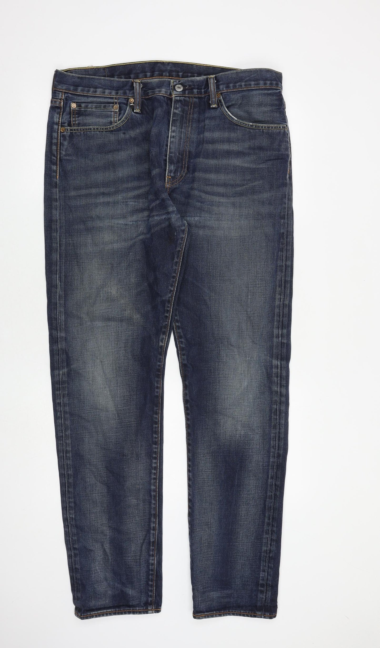 Levi's Mens Blue Cotton Tapered Jeans Size 36 in L34 in Regular Button