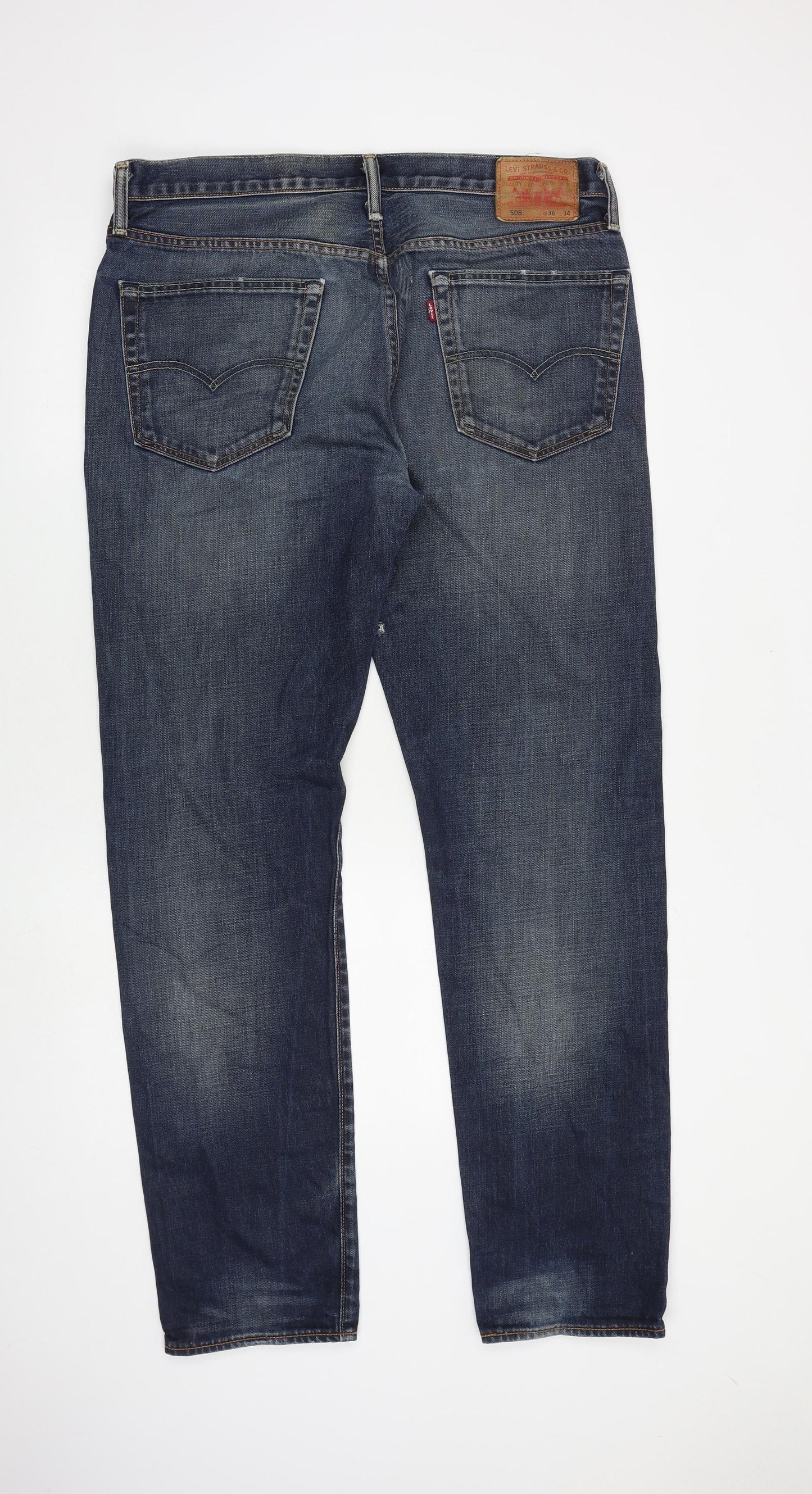 Levi's Mens Blue Cotton Tapered Jeans Size 36 in L34 in Regular Button