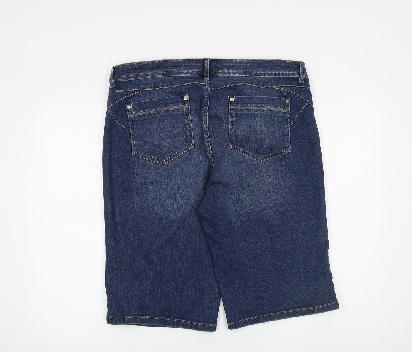 Per Una Womens Blue Cotton Bermuda Shorts Size 18 L12 in Regular Zip