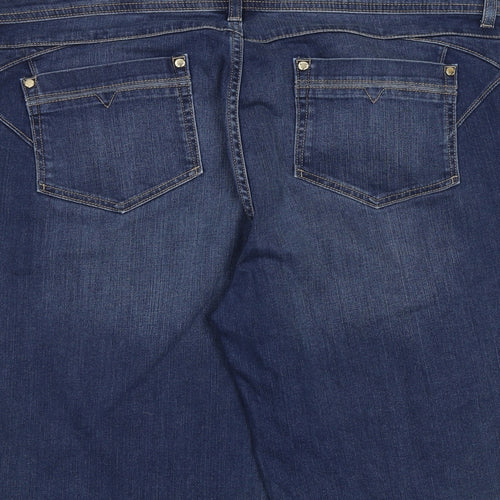 Per Una Womens Blue Cotton Bermuda Shorts Size 18 L12 in Regular Zip