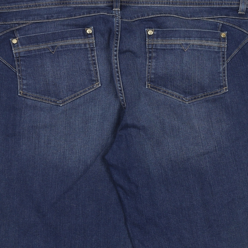 Per Una Womens Blue Cotton Bermuda Shorts Size 18 L12 in Regular Zip