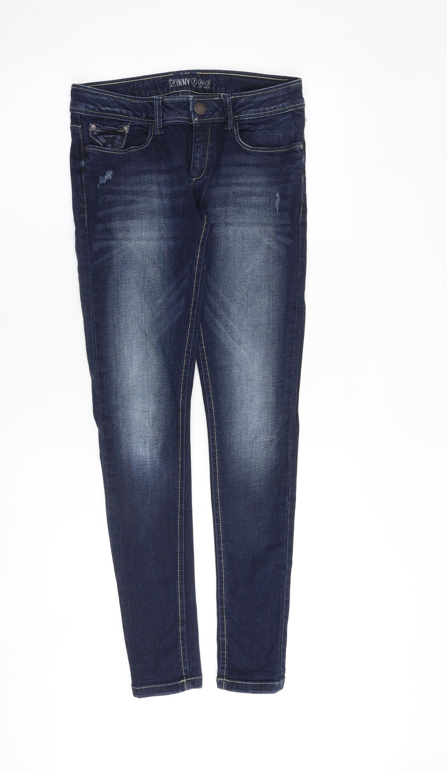Denim & Co. Womens Blue Cotton Skinny Jeans Size 8 L30 in Regular Zip
