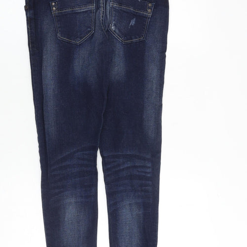 Denim & Co. Womens Blue Cotton Skinny Jeans Size 8 L30 in Regular Zip
