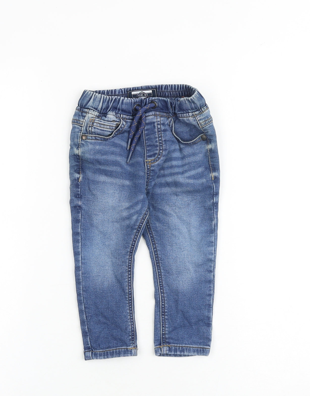 NEXT Baby Blue Cotton Capri Jeans Size 12-18 Months Drawstring