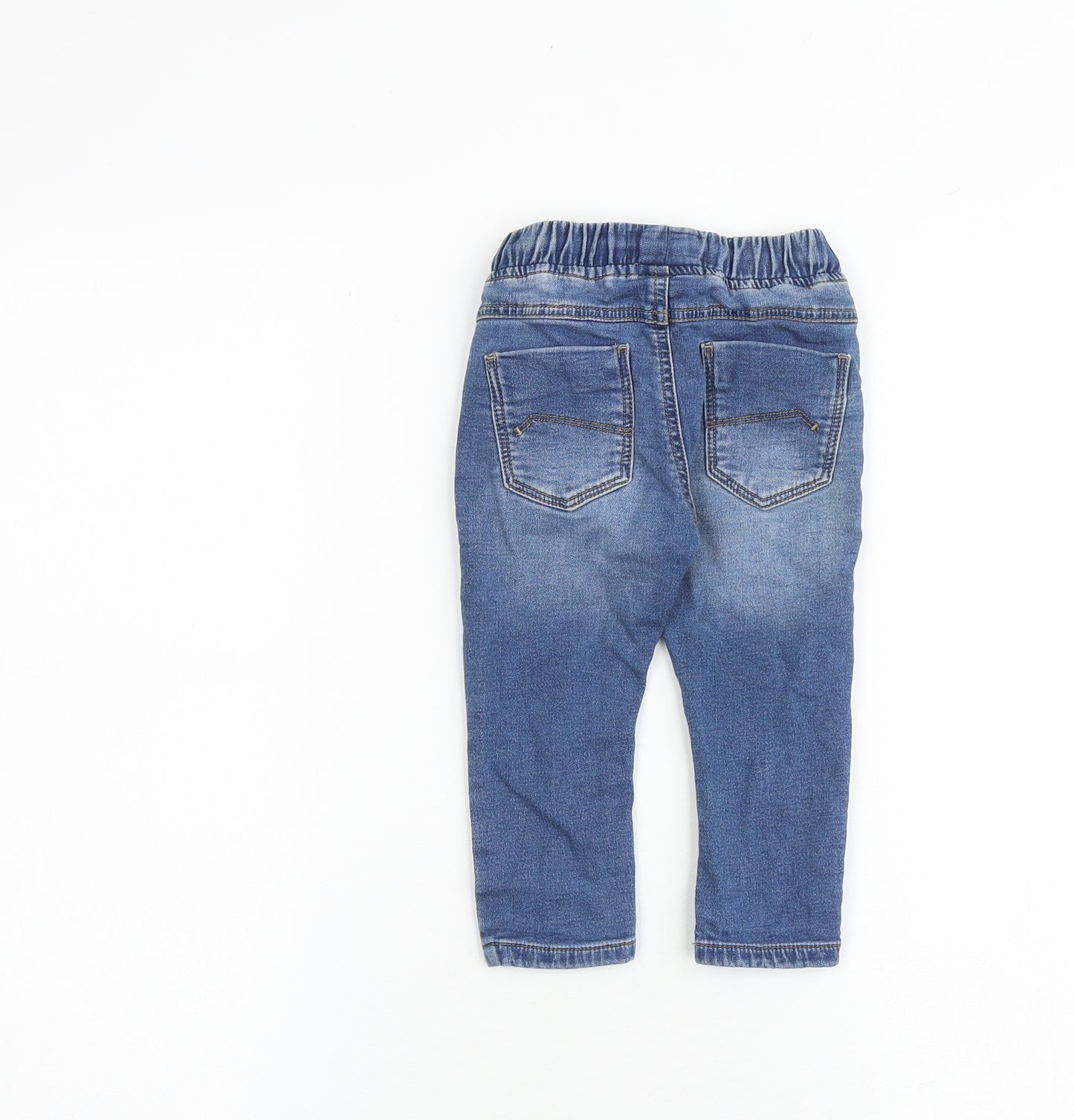 NEXT Baby Blue Cotton Capri Jeans Size 12-18 Months Drawstring