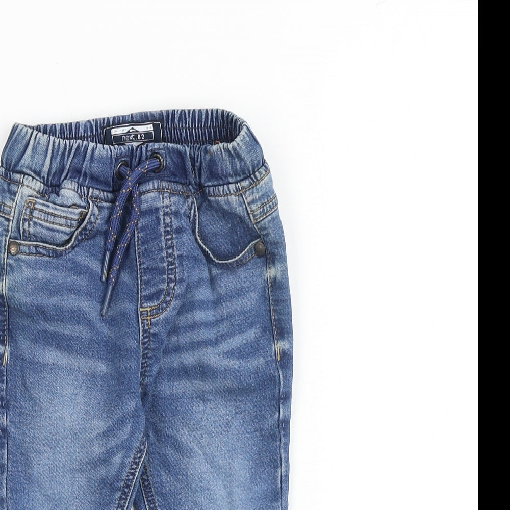 NEXT Baby Blue Cotton Capri Jeans Size 12-18 Months Drawstring