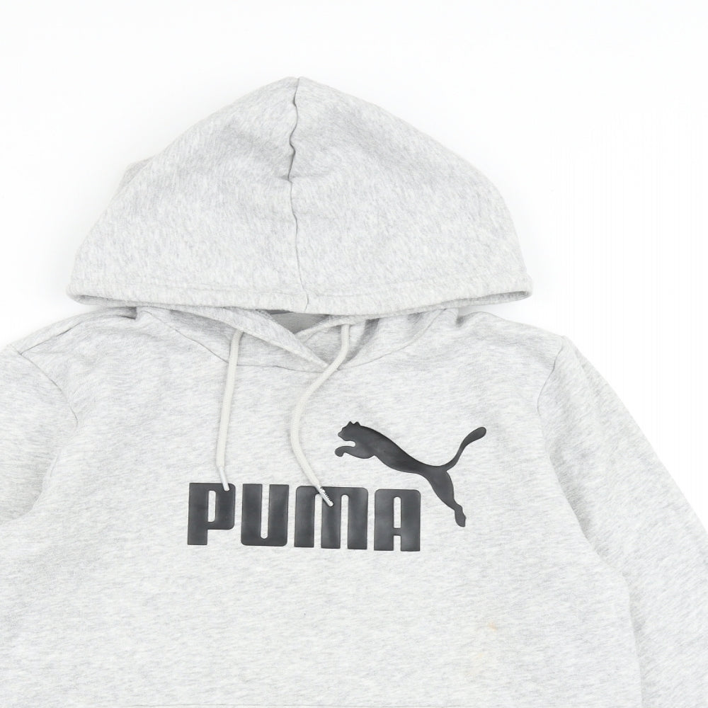 PUMA Womens Grey Cotton Pullover Hoodie Size 12 Pullover