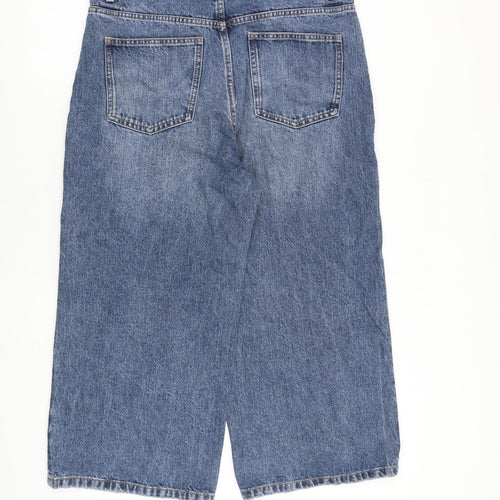 NEXT Womens Blue Cotton Wide-Leg Jeans Size 16 L26 in Regular Button