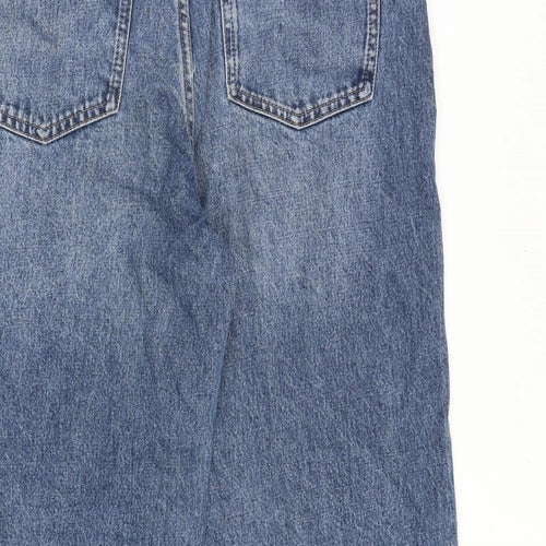NEXT Womens Blue Cotton Wide-Leg Jeans Size 16 L26 in Regular Button
