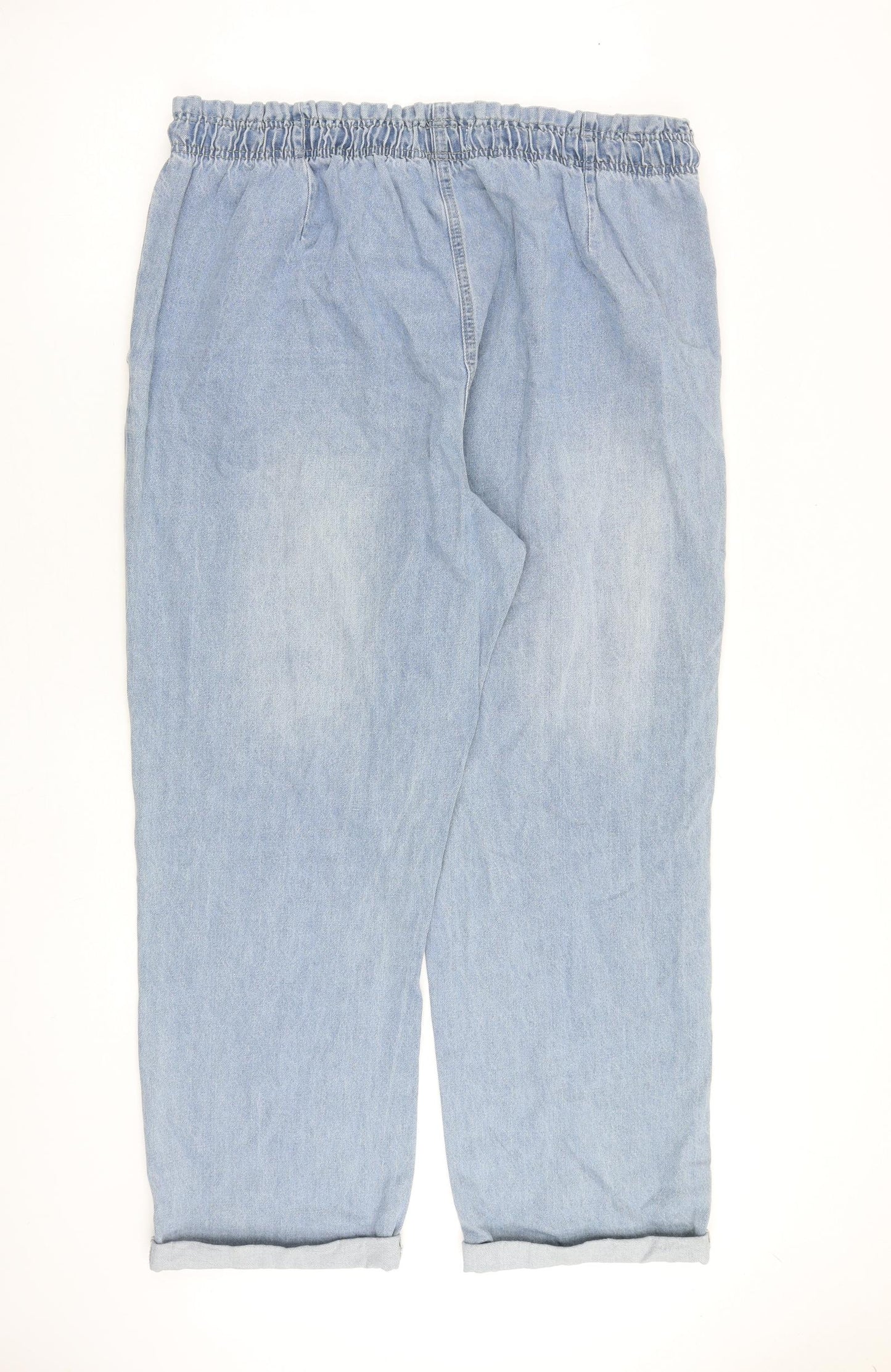 Pep&Co Womens Blue Cotton Wide-Leg Jeans Size 20 L29 in Regular Tie