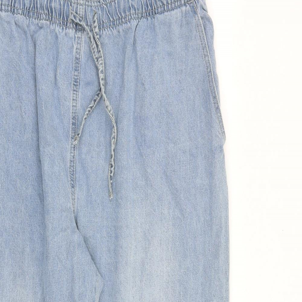 Pep&Co Womens Blue Cotton Wide-Leg Jeans Size 20 L29 in Regular Tie