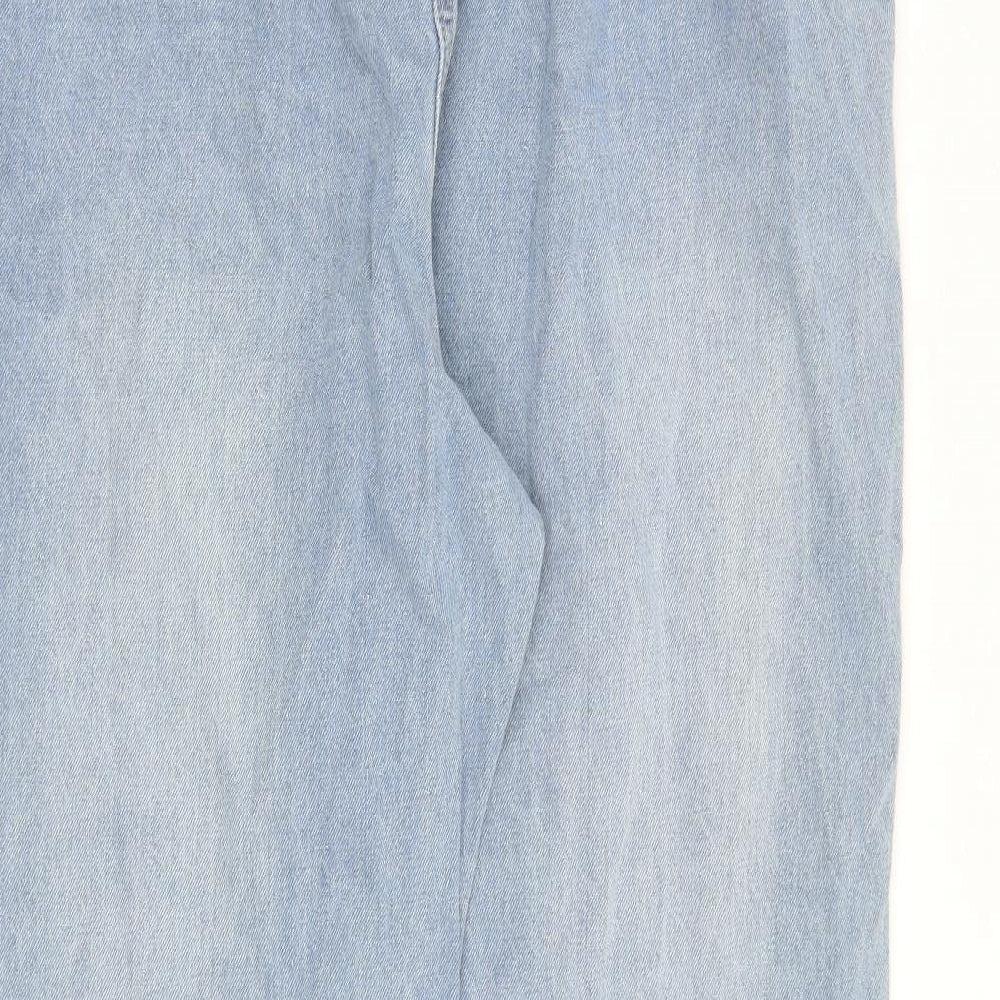 Pep&Co Womens Blue Cotton Wide-Leg Jeans Size 20 L29 in Regular Tie