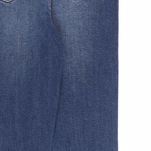 Marks and Spencer Womens Blue Cotton Tapered Jeans Size 18 L32 in Regular Zip - Embellished