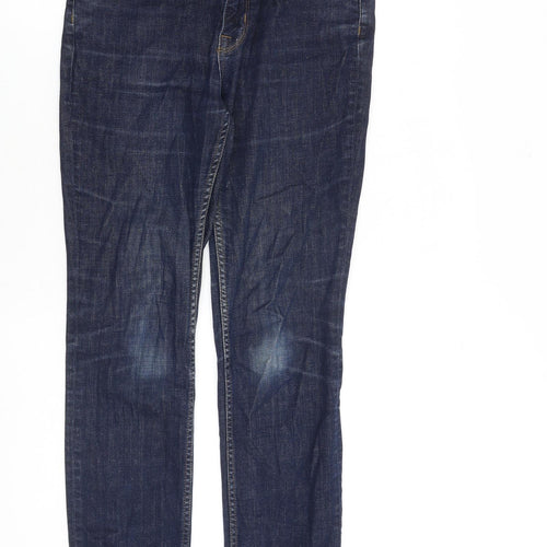 Denim & Co. Womens Blue Cotton Straight Jeans Size 10 L27 in Regular Zip