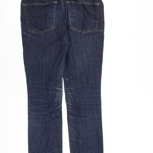 Denim & Co. Womens Blue Cotton Straight Jeans Size 10 L27 in Regular Zip