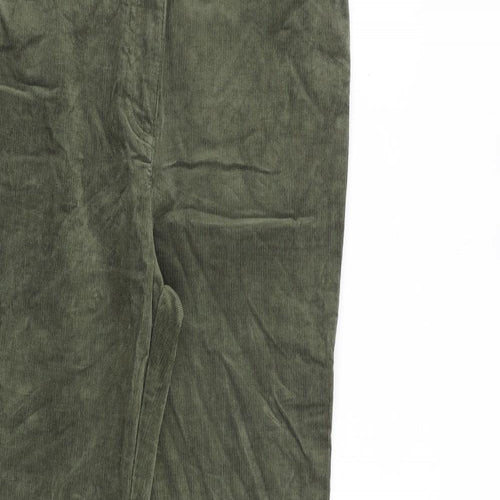 Per Una Womens Green Cotton Trousers Size 10 L30 in Regular Zip