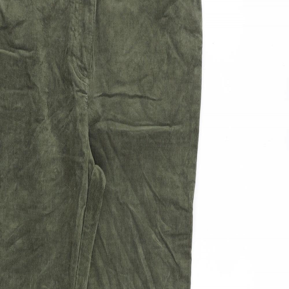 Per Una Womens Green Cotton Trousers Size 10 L30 in Regular Zip