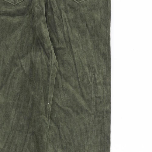 Per Una Womens Green Cotton Trousers Size 10 L30 in Regular Zip