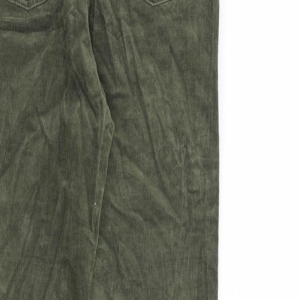 Per Una Womens Green Cotton Trousers Size 10 L30 in Regular Zip