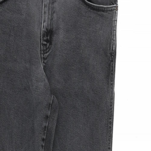 Wrangler Mens Grey Cotton Straight Jeans Size 34 in L31 in Regular Zip