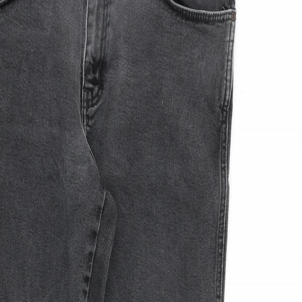 Wrangler Mens Grey Cotton Straight Jeans Size 34 in L31 in Regular Zip