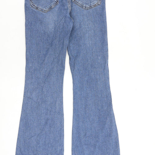 River Island Womens Blue Cotton Flared Jeans Size 10 L30 in Regular Zip