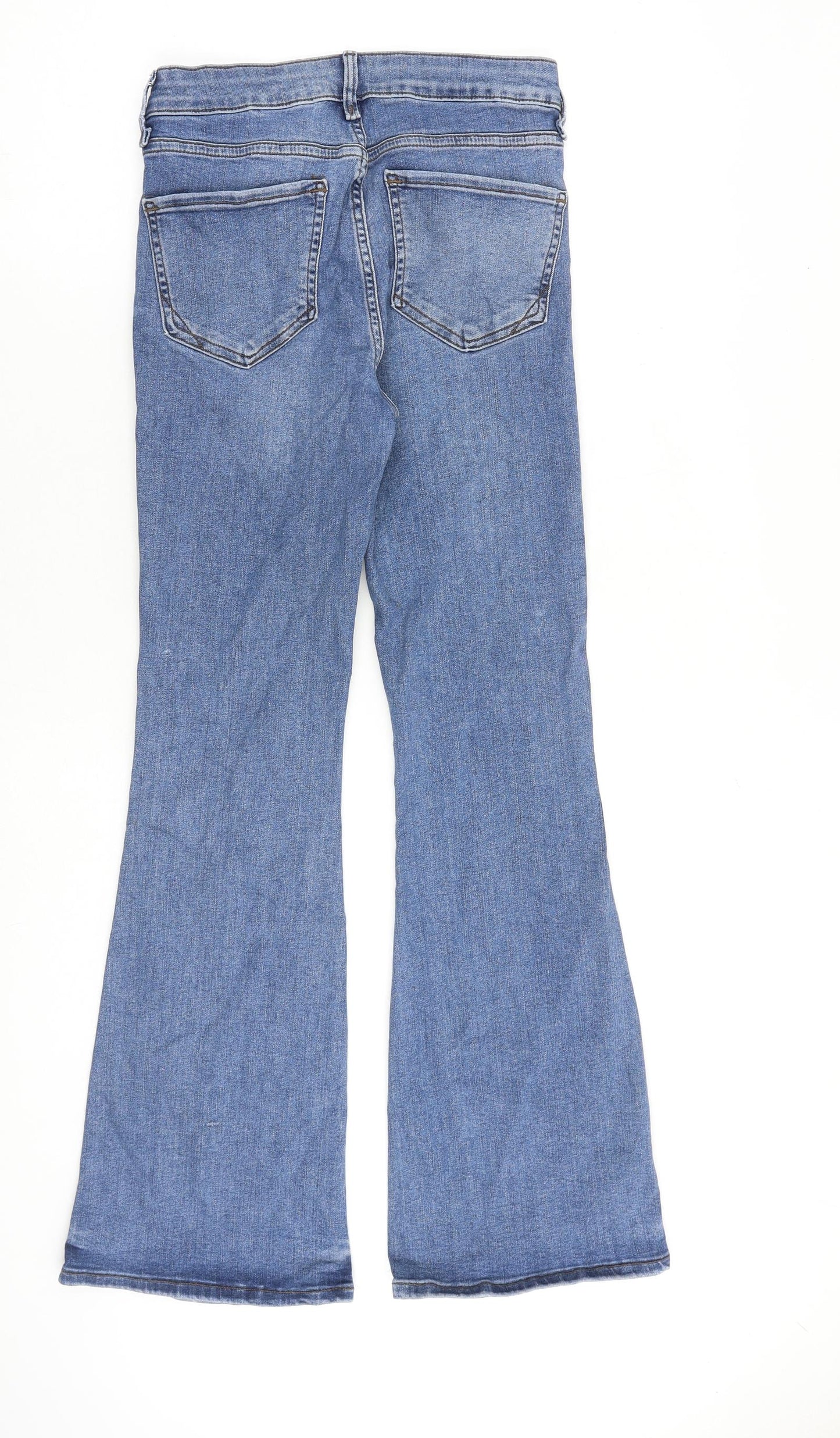 River Island Womens Blue Cotton Flared Jeans Size 10 L30 in Regular Zip