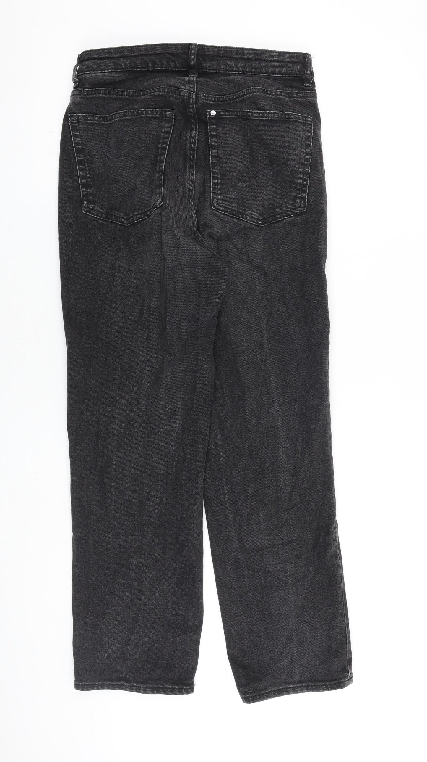 H&M Womens Grey 100% Cotton Straight Jeans Size 10 L27 in Regular Zip