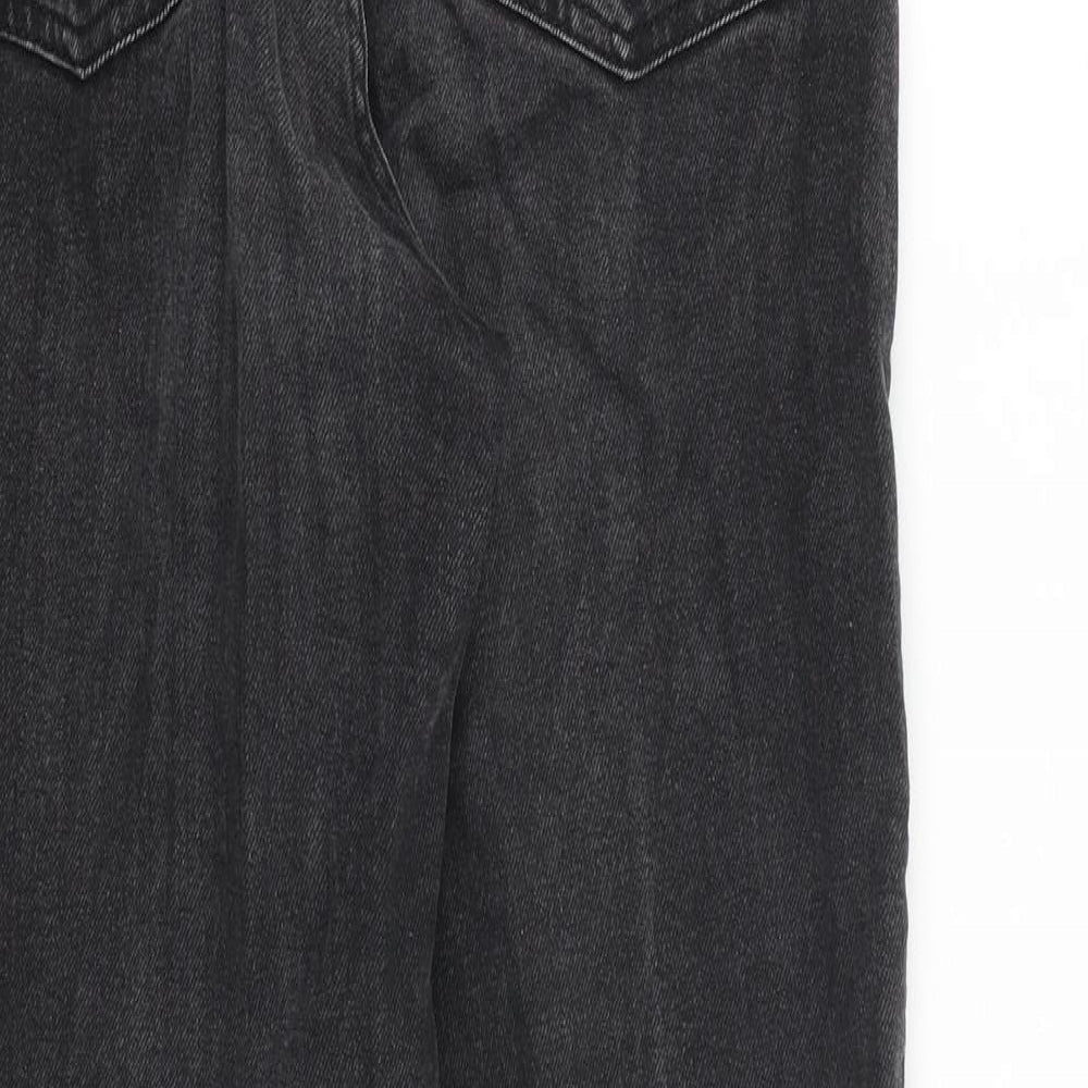 H&M Womens Grey 100% Cotton Straight Jeans Size 10 L27 in Regular Zip