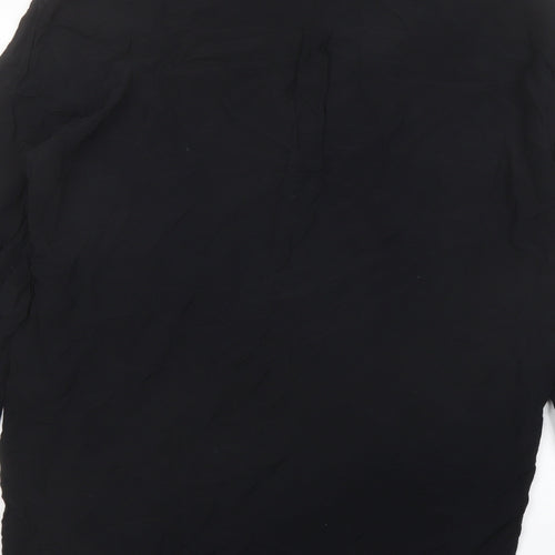 Zara Womens Black Polyester Basic Button-Up Size XL Collared