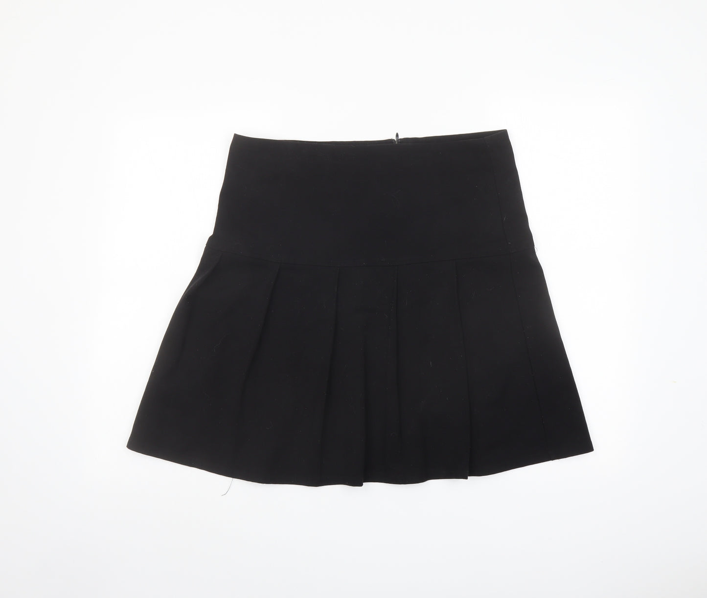 Banner Womens Black Polyester Pleated Skirt Size 32 in Zip