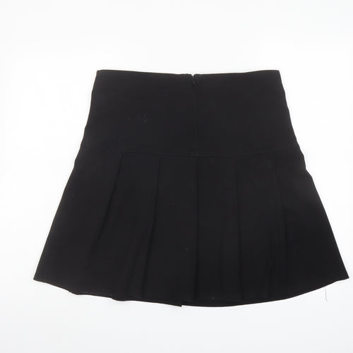 Banner Womens Black Polyester Pleated Skirt Size 32 in Zip