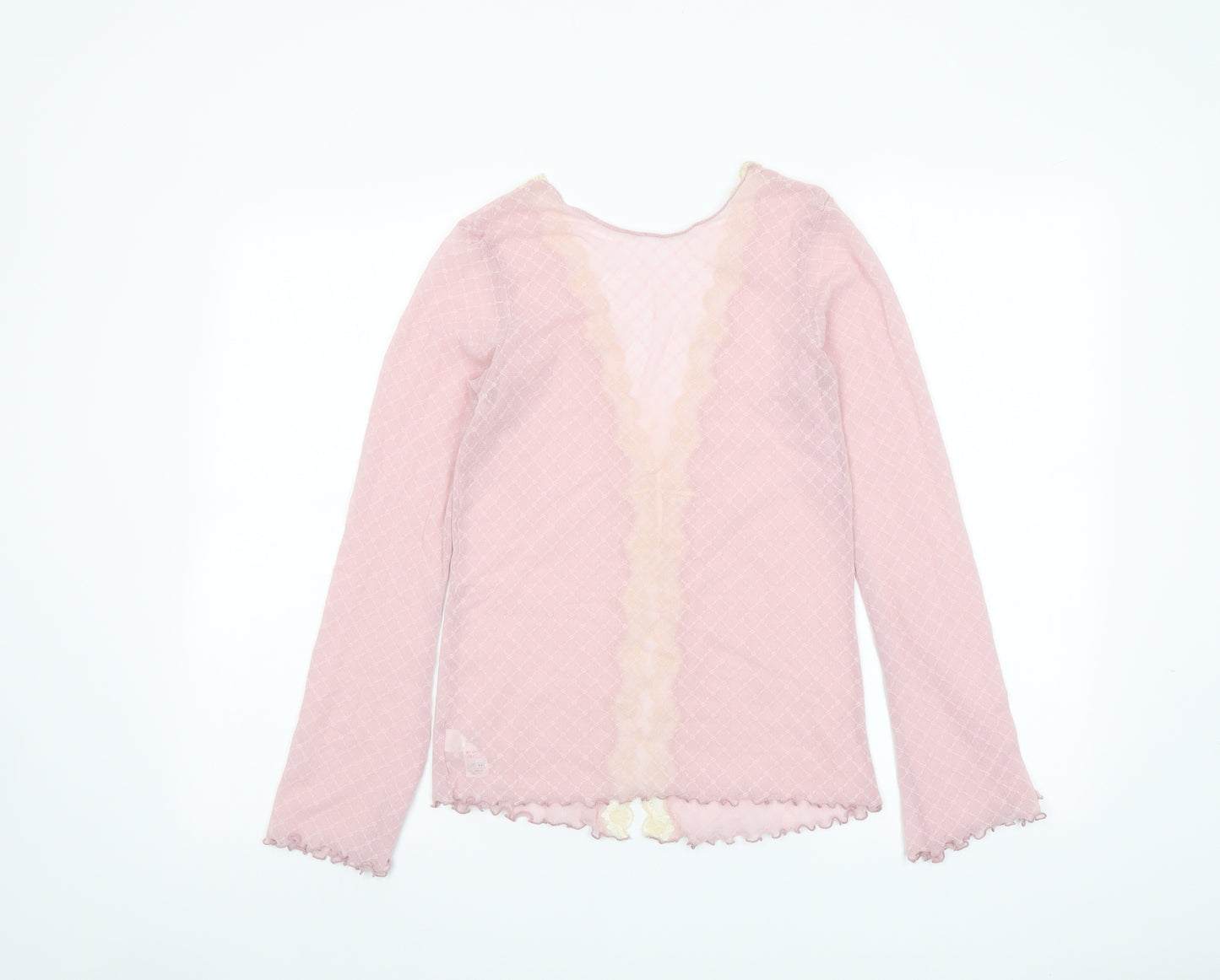 Marks and Spencer Womens Pink Polyamide Basic Blouse Size 10 V-Neck - Lace Trim