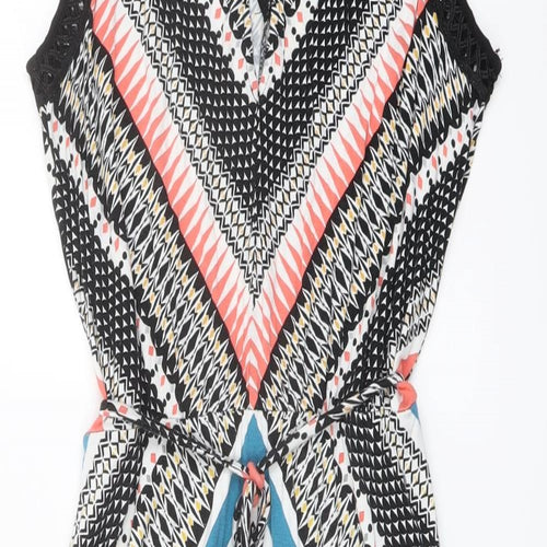 Oasis Womens Multicoloured Geometric Viscose A-Line Size S Round Neck Pullover