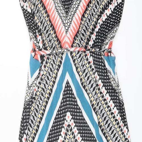 Oasis Womens Multicoloured Geometric Viscose A-Line Size S Round Neck Pullover