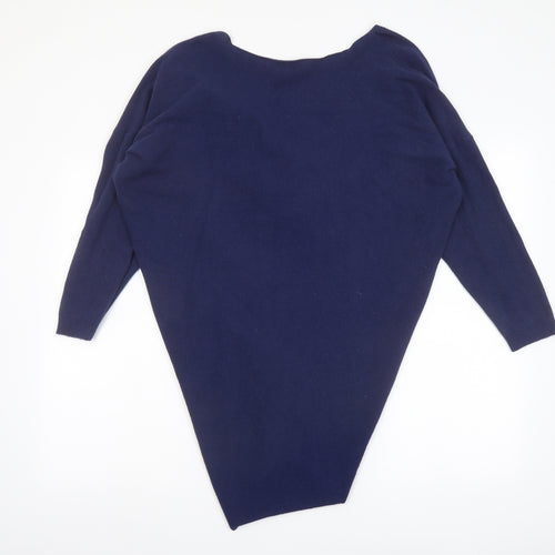 Studio Womens Blue Cowl Neck Viscose Pullover Jumper One Size