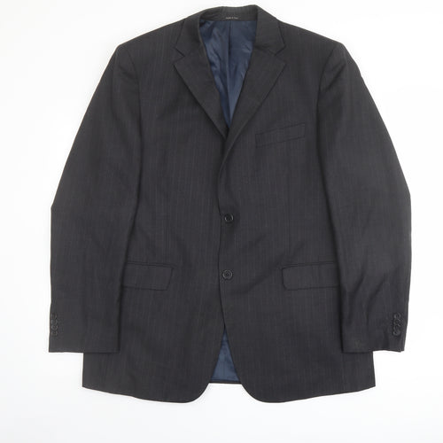 Marks and Spencer Mens Grey Striped Wool Jacket Suit Jacket Size 44 Regular