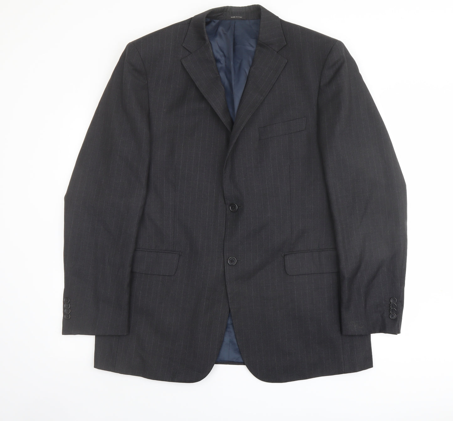 Marks and Spencer Mens Grey Striped Wool Jacket Suit Jacket Size 44 Regular