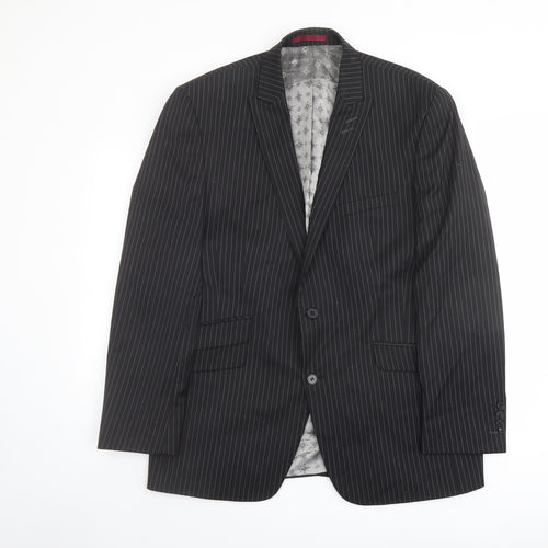 Limehaus Mens Black Striped Polyester Jacket Suit Jacket Size 42 Regular