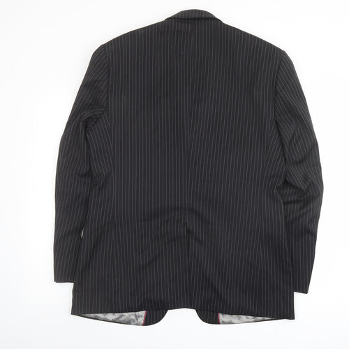 Limehaus Mens Black Striped Polyester Jacket Suit Jacket Size 42 Regular