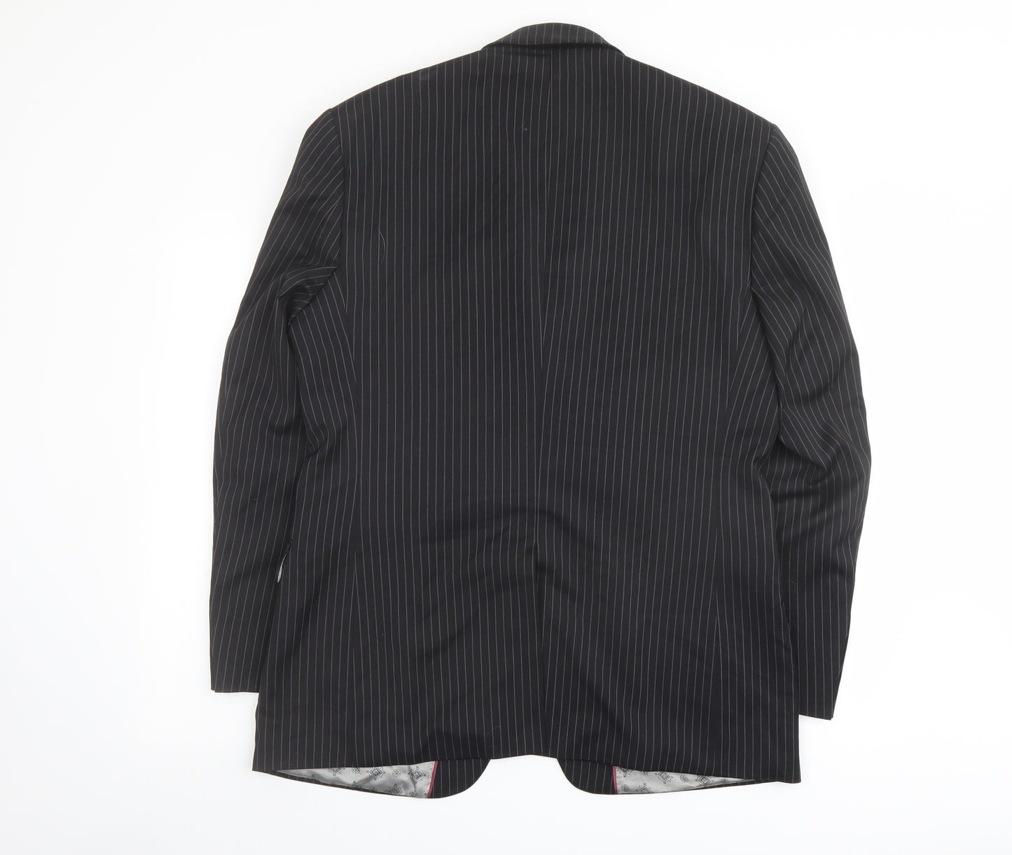 Limehaus Mens Black Striped Polyester Jacket Suit Jacket Size 42 Regular