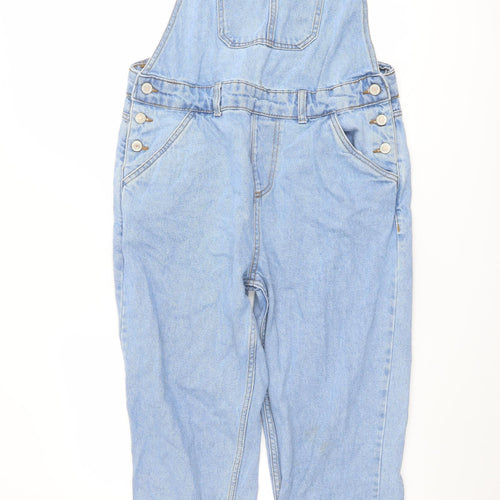 Denim & Co. Womens Blue Cotton Jumpsuit One-Piece Size 12 Buckle