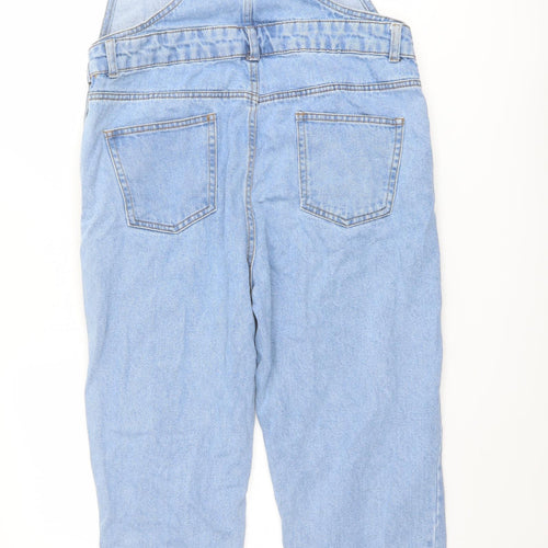 Denim & Co. Womens Blue Cotton Jumpsuit One-Piece Size 12 Buckle