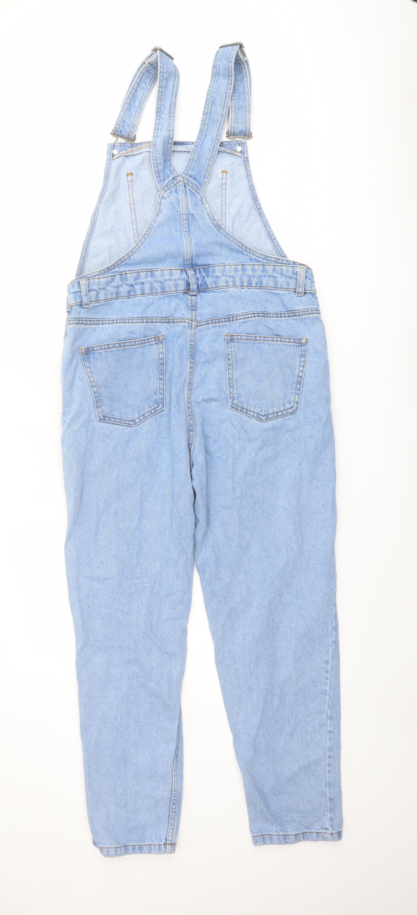 Denim & Co. Womens Blue Cotton Jumpsuit One-Piece Size 12 Buckle