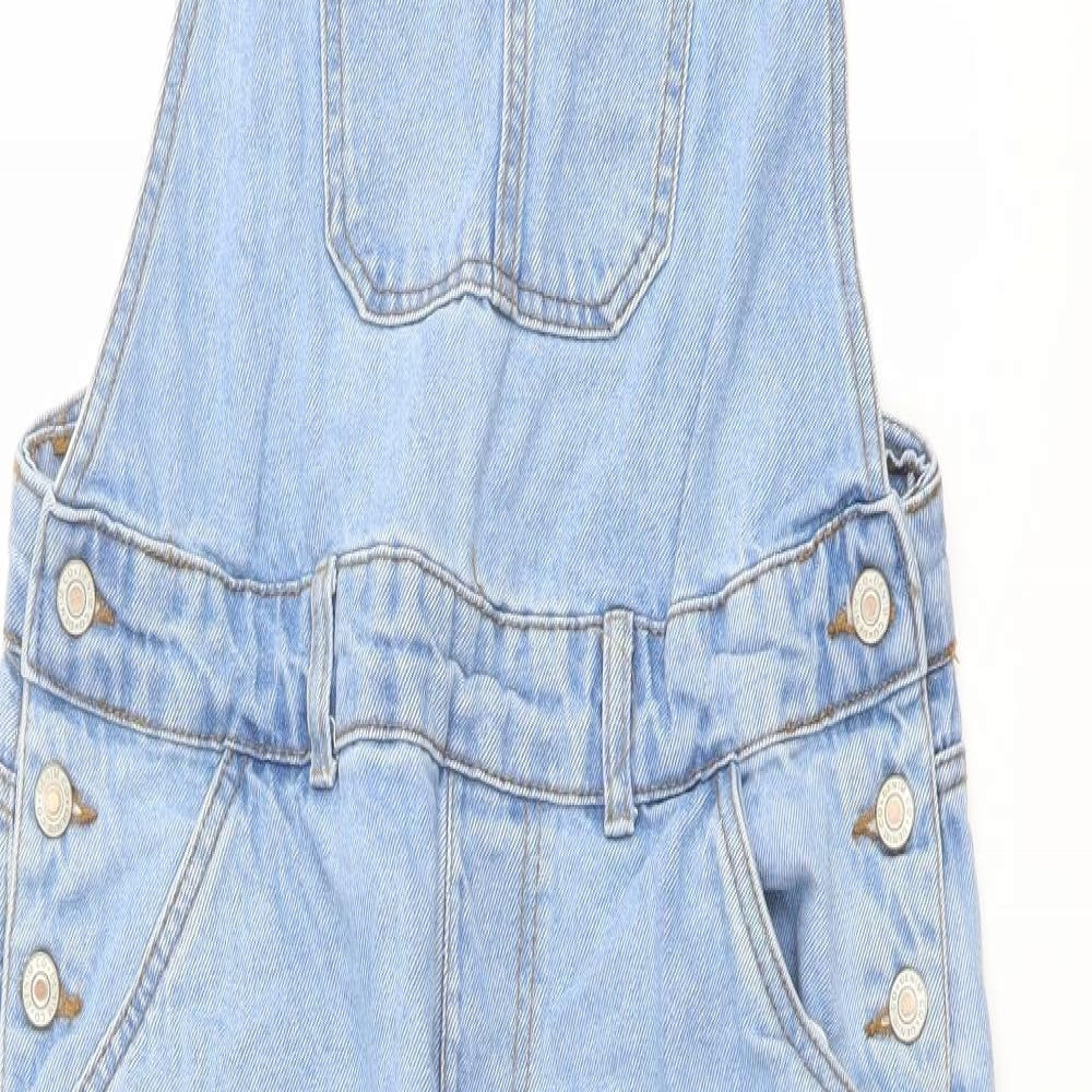 Denim & Co. Womens Blue Cotton Jumpsuit One-Piece Size 12 Buckle