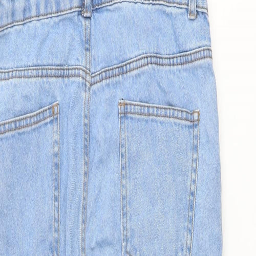 Denim & Co. Womens Blue Cotton Jumpsuit One-Piece Size 12 Buckle