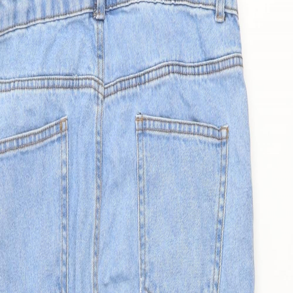 Denim & Co. Womens Blue Cotton Jumpsuit One-Piece Size 12 Buckle