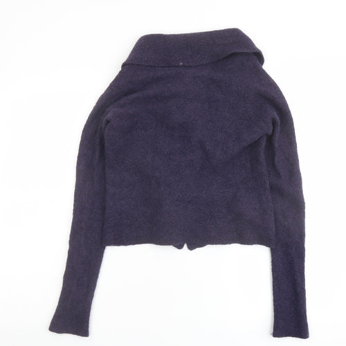 EAST Womens Blue Collared Wool Cardigan Jumper Size 12